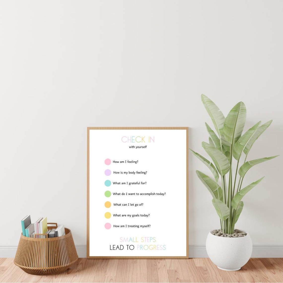 Check In With Yourself Pastel Self Care Questions Mindfulness Poster - Image 2