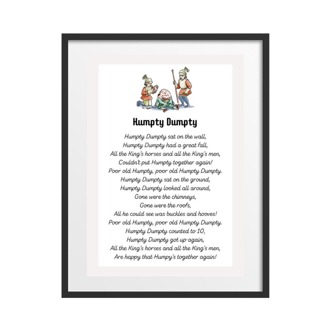Humpty Dumpty Nursery Rhyme Lyrics Illustrated Storybook Poster - Image 2