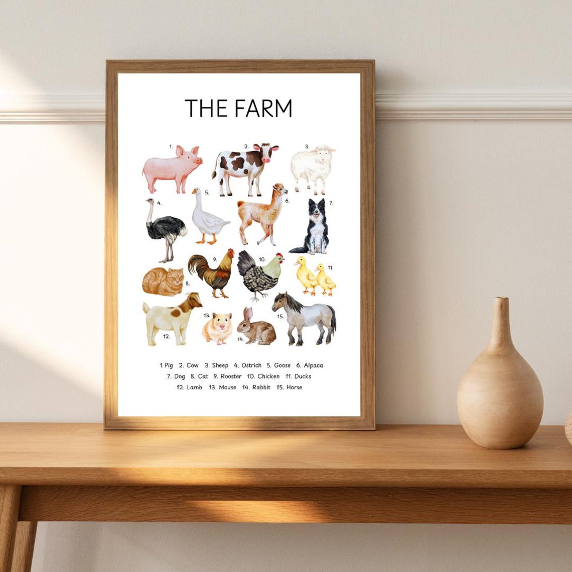 The Farm Animals Educational Chart Kids Farm Animal Learning Poster - Image 2