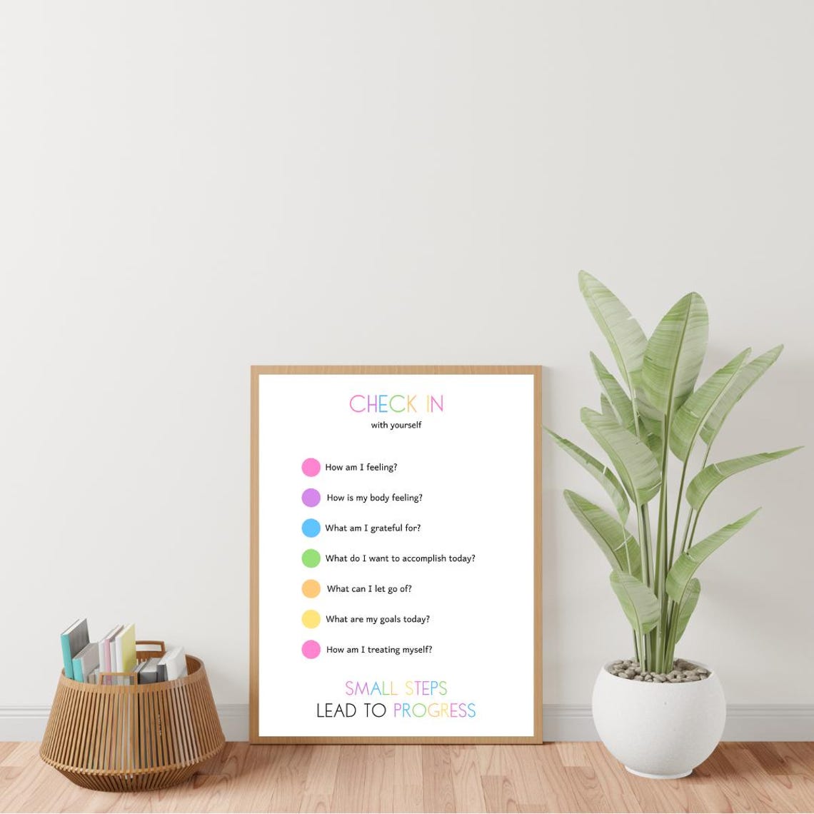 Check In With Yourself Small Steps Lead To Progress Pastel Poster - Image 4