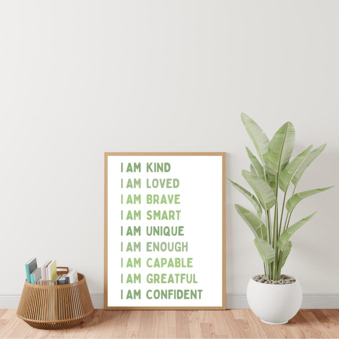 Kids I Am Affirmations Poster in Green for Nursery and Playroom Decor - Image 3