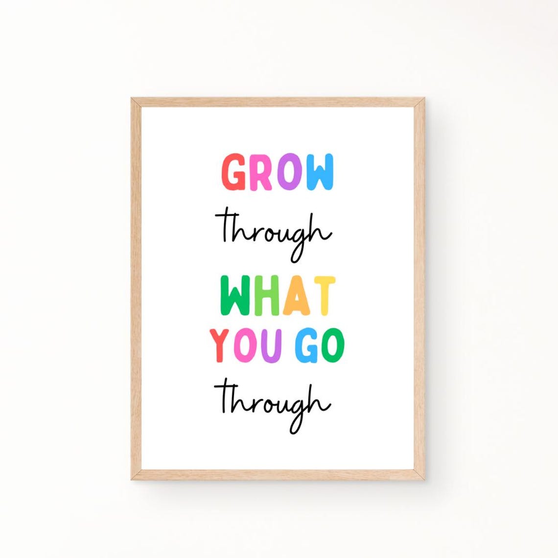 Grow Through What You Go Through Rainbow Words Motivation Poster