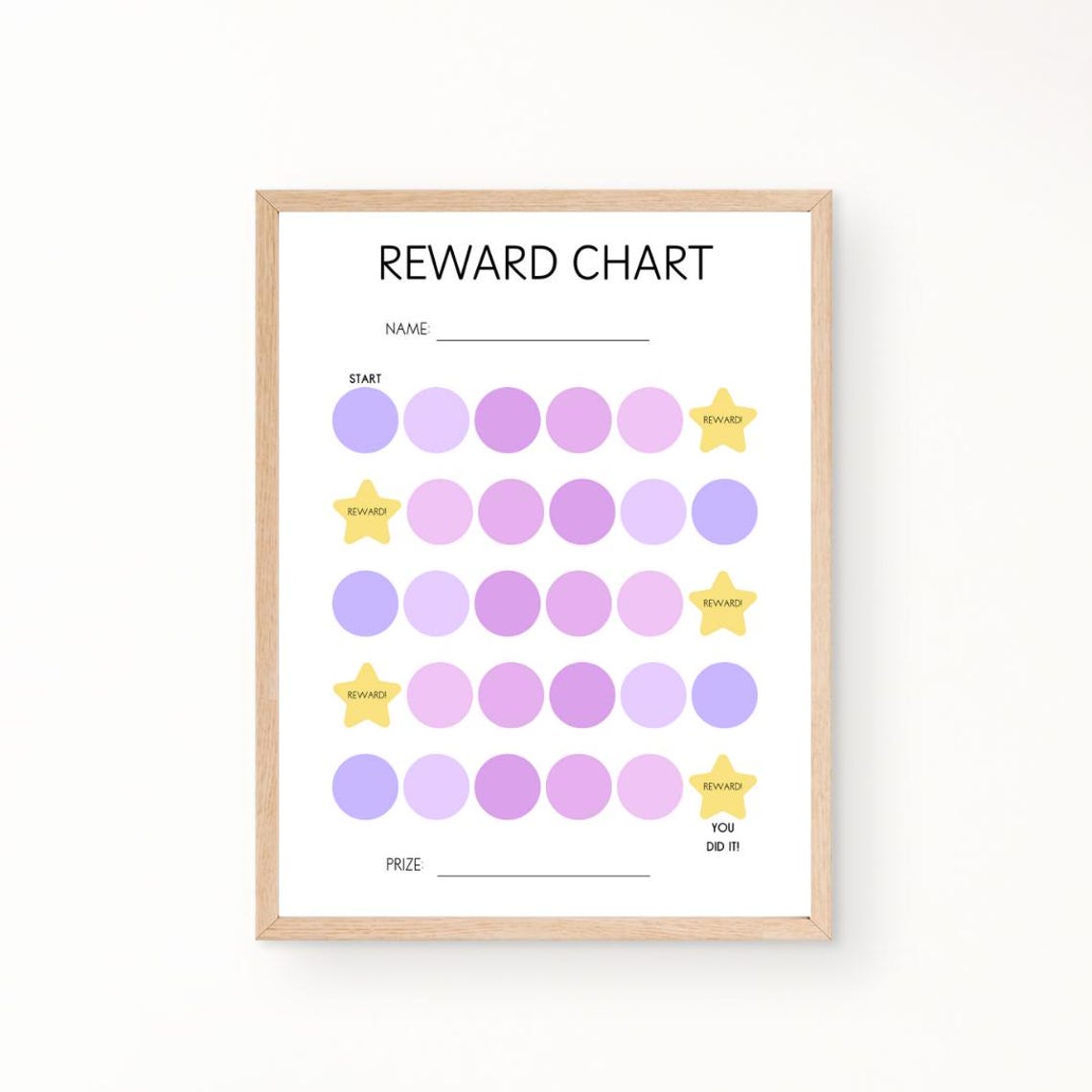 Kids Reward Chart Pastel Purple Star Sticker Tracker Chore Poster