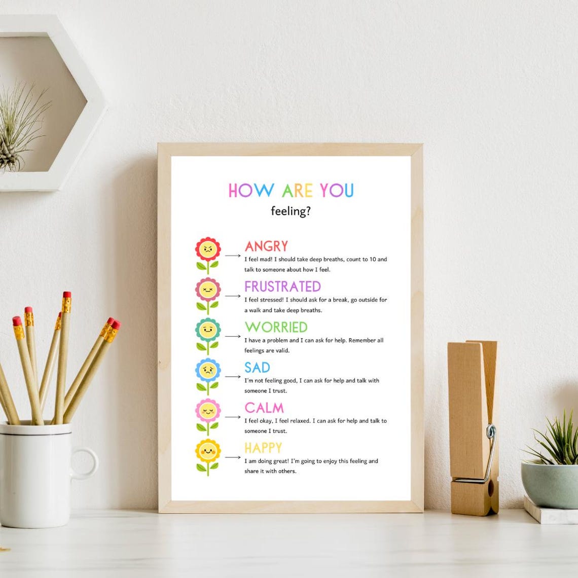 How Are You Feeling Flower Faces Kids Emotions Coping Skills Poster - Image 4