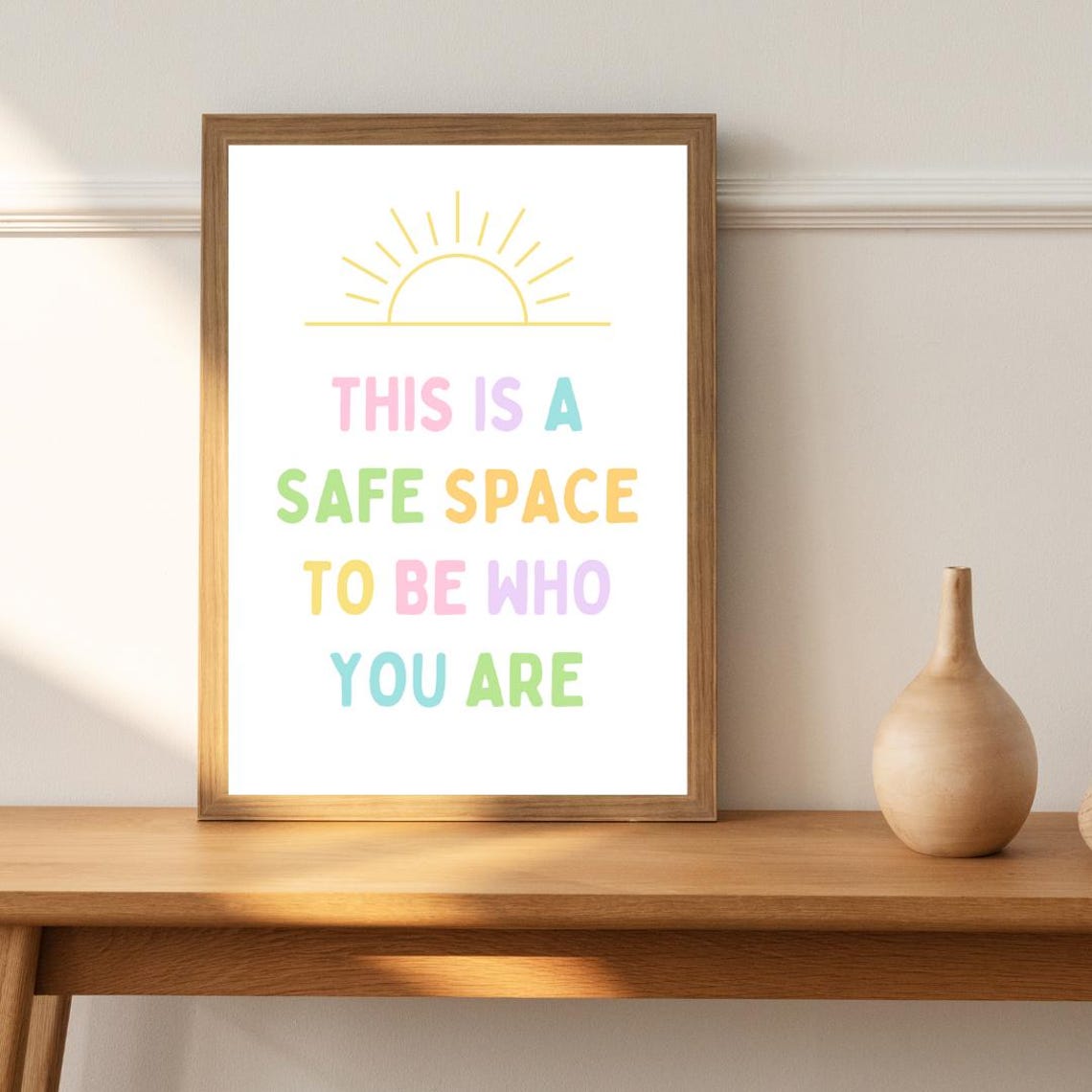 This Is A Safe Space Rainbow Pastel Therapy Office Quote Poster - Image 3