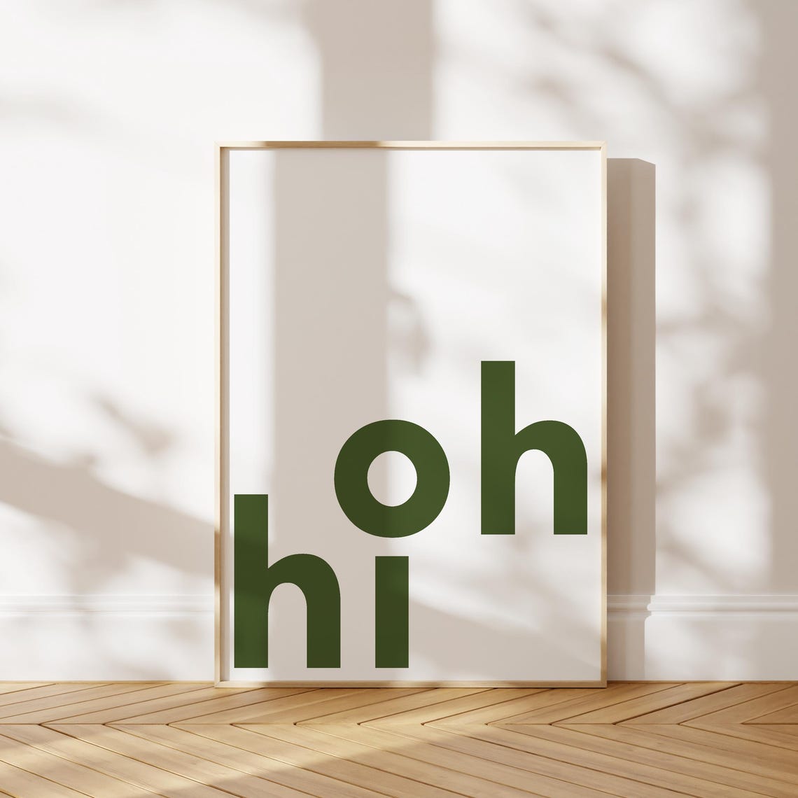 Oh Hi Dark Green Typography Playful Minimalist Greeting Poster