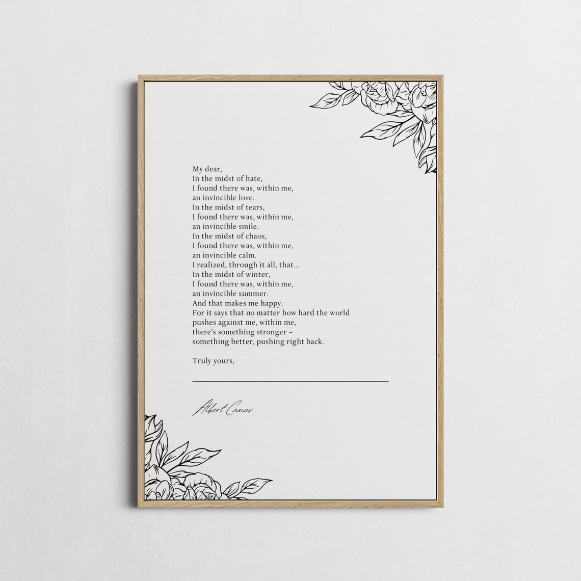 Albert Camus In The Midst Of Winter Invincible Summer Quote Poster - Image 5