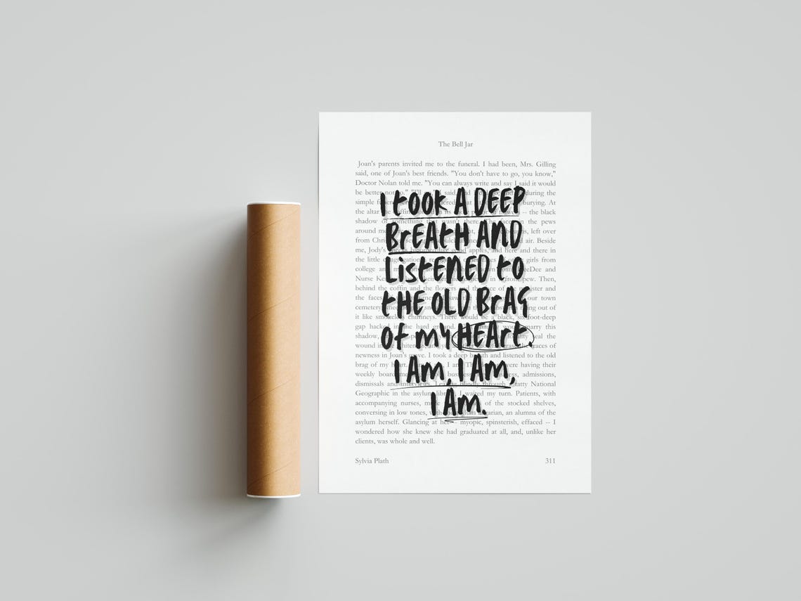 Sylvia Plath I Am I Am I Am Bell Jar Quote Poster Book Page Design - Image 5