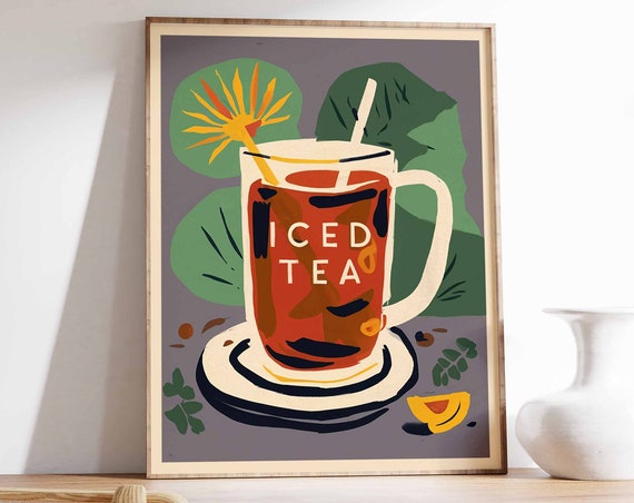 Iced Tea Poster Tea Art Print Iced Tea Wall Art Kitchen Decor Kitchen Poster Drinks Art Restaurant Decor Cafe Decor