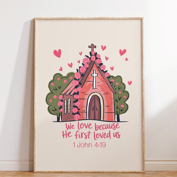 Christian Wall Print Cute Church Print John Bible Verse Christian Poster Christian Wall Decor Art Scripture
