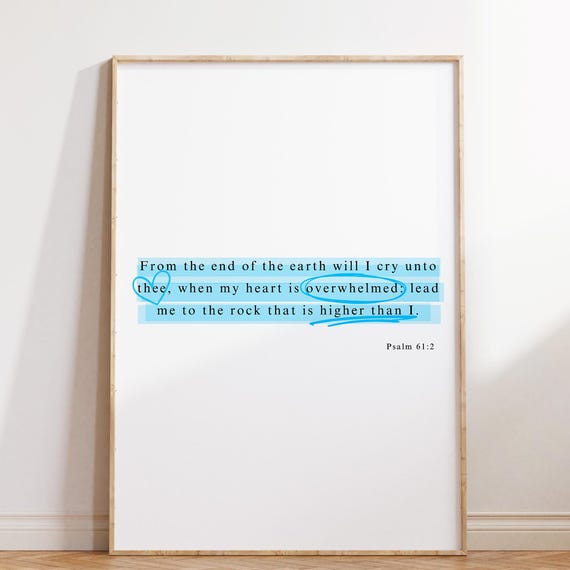 Psalm 612 Print Trendy Christian Wall Art Modern Scripture Wall Art Blue Highlighter Bible Verse Christian Poster