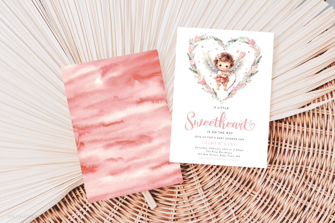A Little Sweetheart Baby Shower Invitation Cupid Jaiden King Print - Image 5