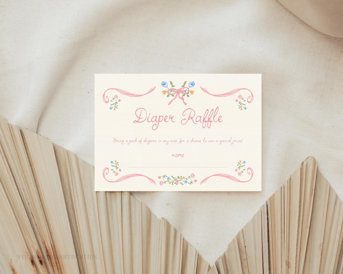 Pink Ribbon Floral Baby Shower Invitation Suite Game Card Poster - Image 4