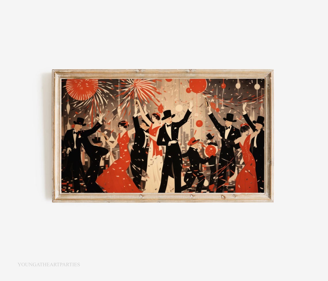 Art Decor New Years Frame Tv Art New Years Eve Art For Tv Frame 1920s Theme New Years Party Tv Art Vintage New Years Eve Art Tv