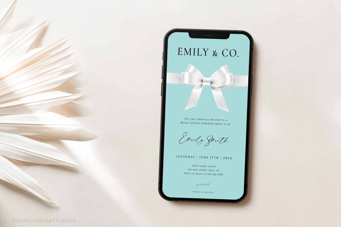 Bride Co White Bow Electronic Bridal Shower Invitation Print