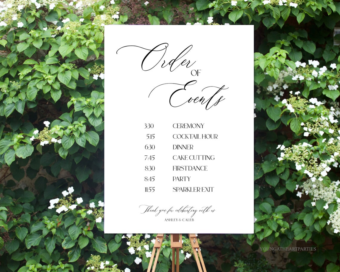 Minimalist Order Of Events Wedding Day Timeline Sign Editable Print - Image 5