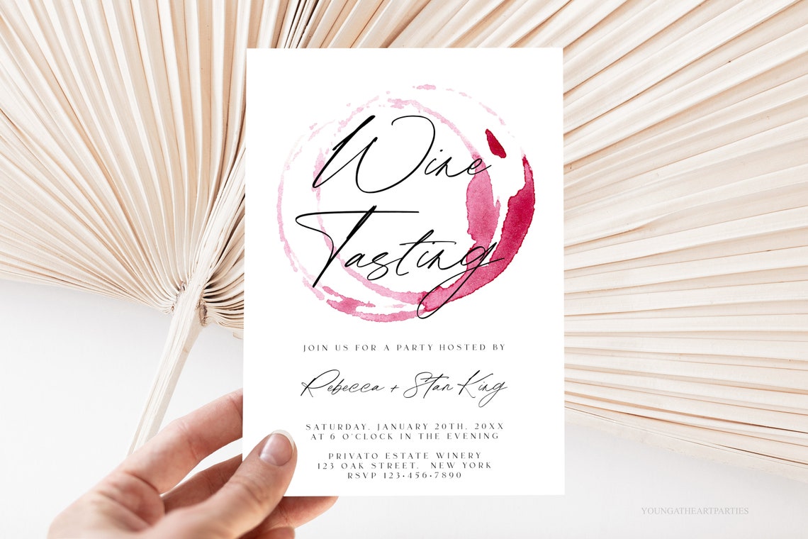 Elegant Wine Tasting Party Invitation Template Wine Glass Print