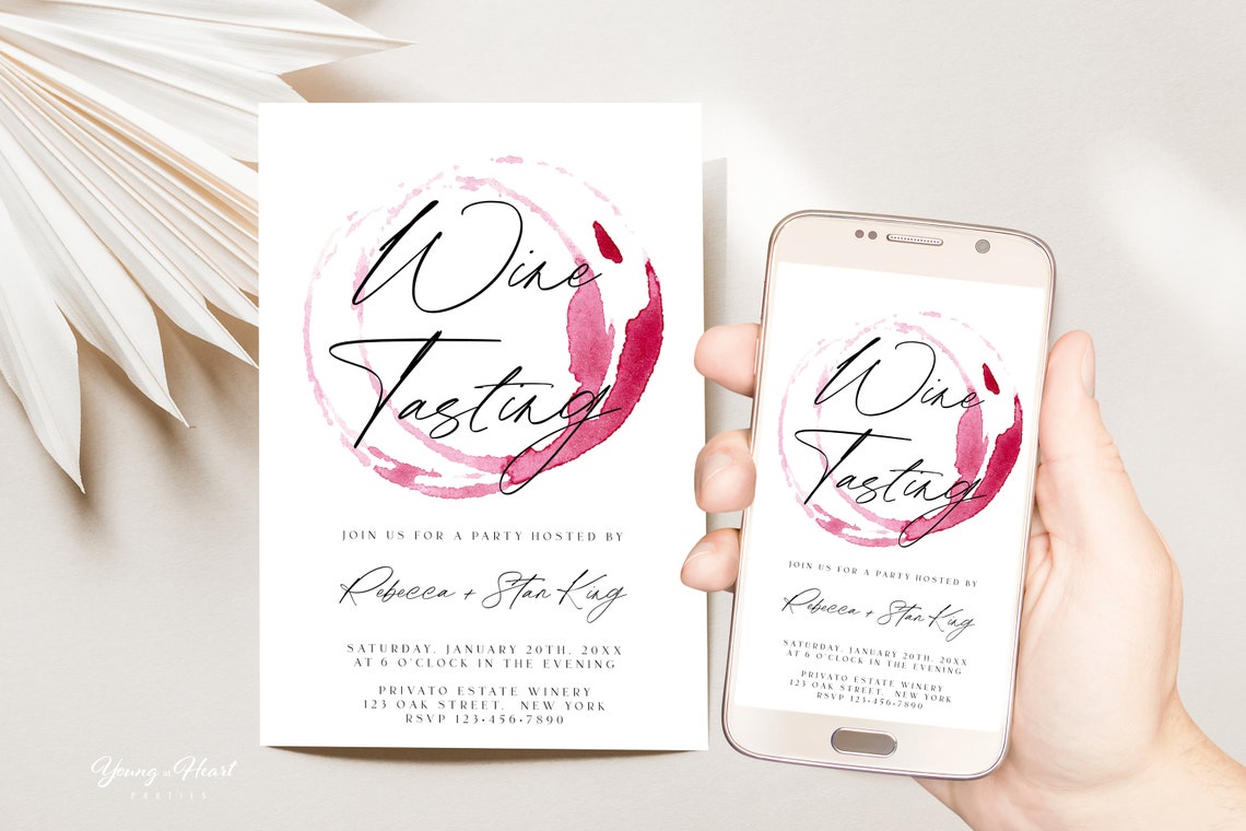 Elegant Wine Tasting Party Invitation Template Wine Glass Print - Image 5