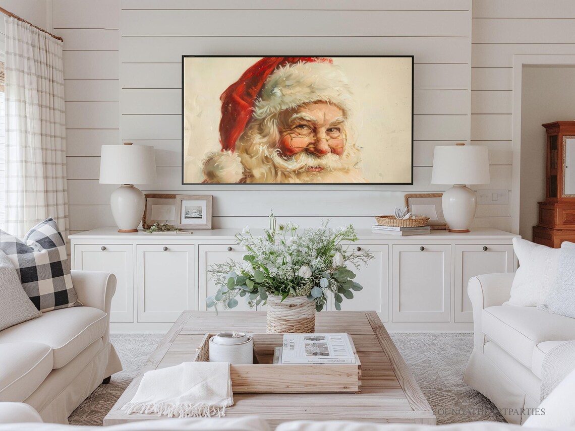 Classic Vintage Santa Claus Portrait Christmas Holiday Wall Art - Image 3