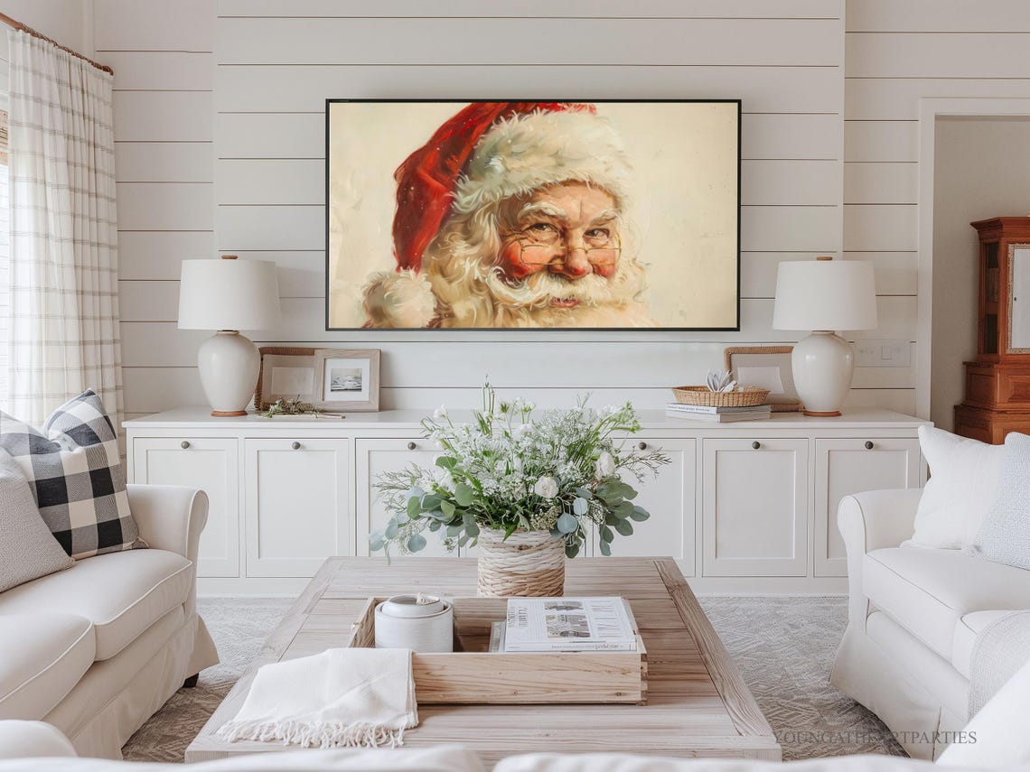 Vintage Santa Tv Art Painting Traditional Santa Claus Art For Tv Holiday Tv Art For Frame And Lg Gallery Art - Image 3