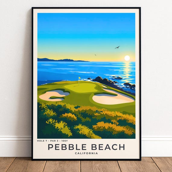 Pebble Beach Golf Poster 7th Hole Wall Art
