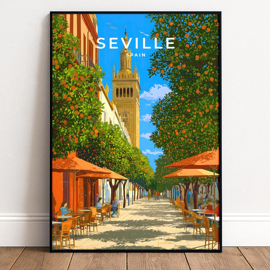 Seville Poster Orange Tree Street Print Spain Wall Art