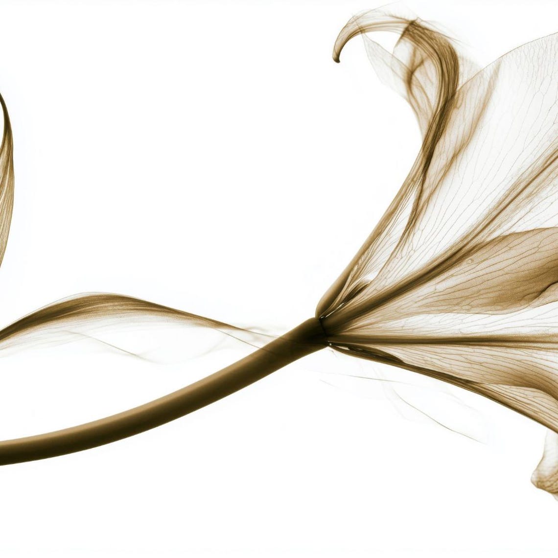 Translucent Lily Xray Botanical Art Minimalist Sepia Flower Wall Print - Image 4