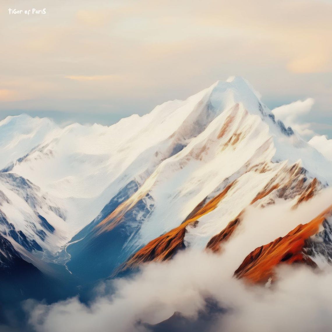 Frame Tv Art Snowy Mountain Oil Painting For Frame Tv Serene Landscape Art Nature Wall Decor 169 - Image 3