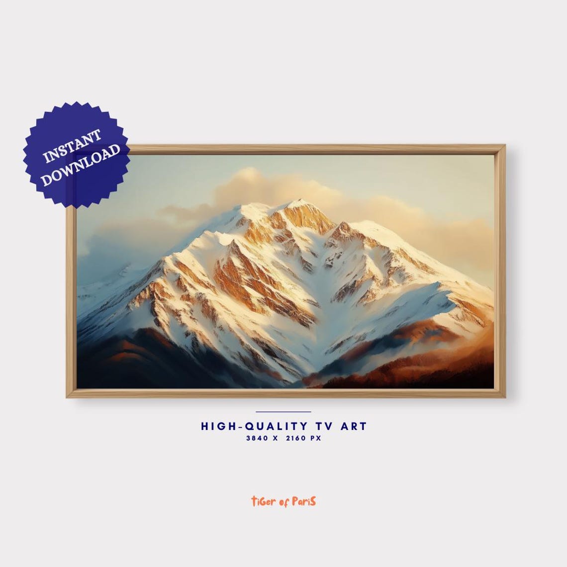 Frame Tv Art Snowy Mountain Oil Painting For Frame Tv Serene Landscape Art Nature Wall Decor 169 - Image 4