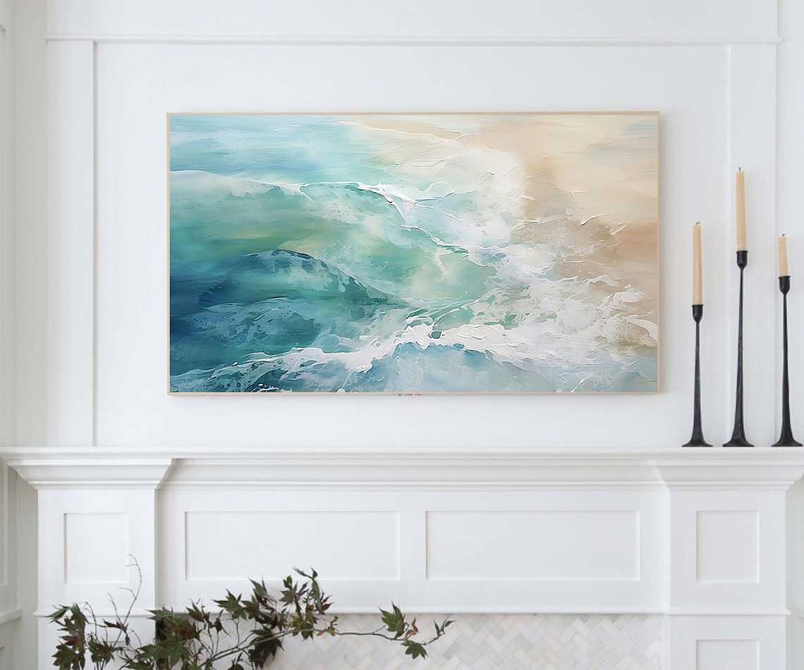 Summer Abstract Ocean Waves Seascape Art Print - Image 3