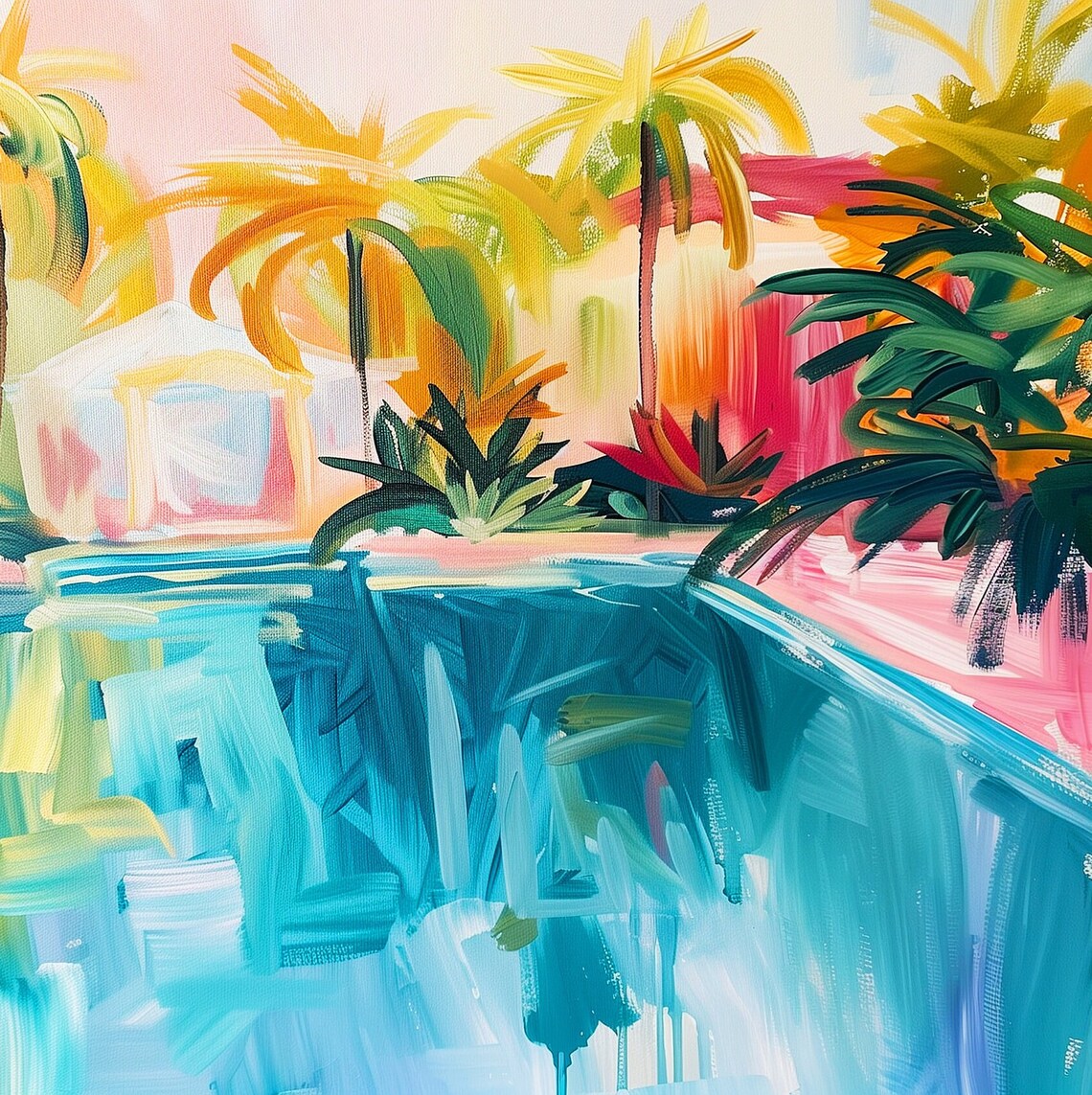 Colorful Summer Tropical Pool TV Art Print - Image 3
