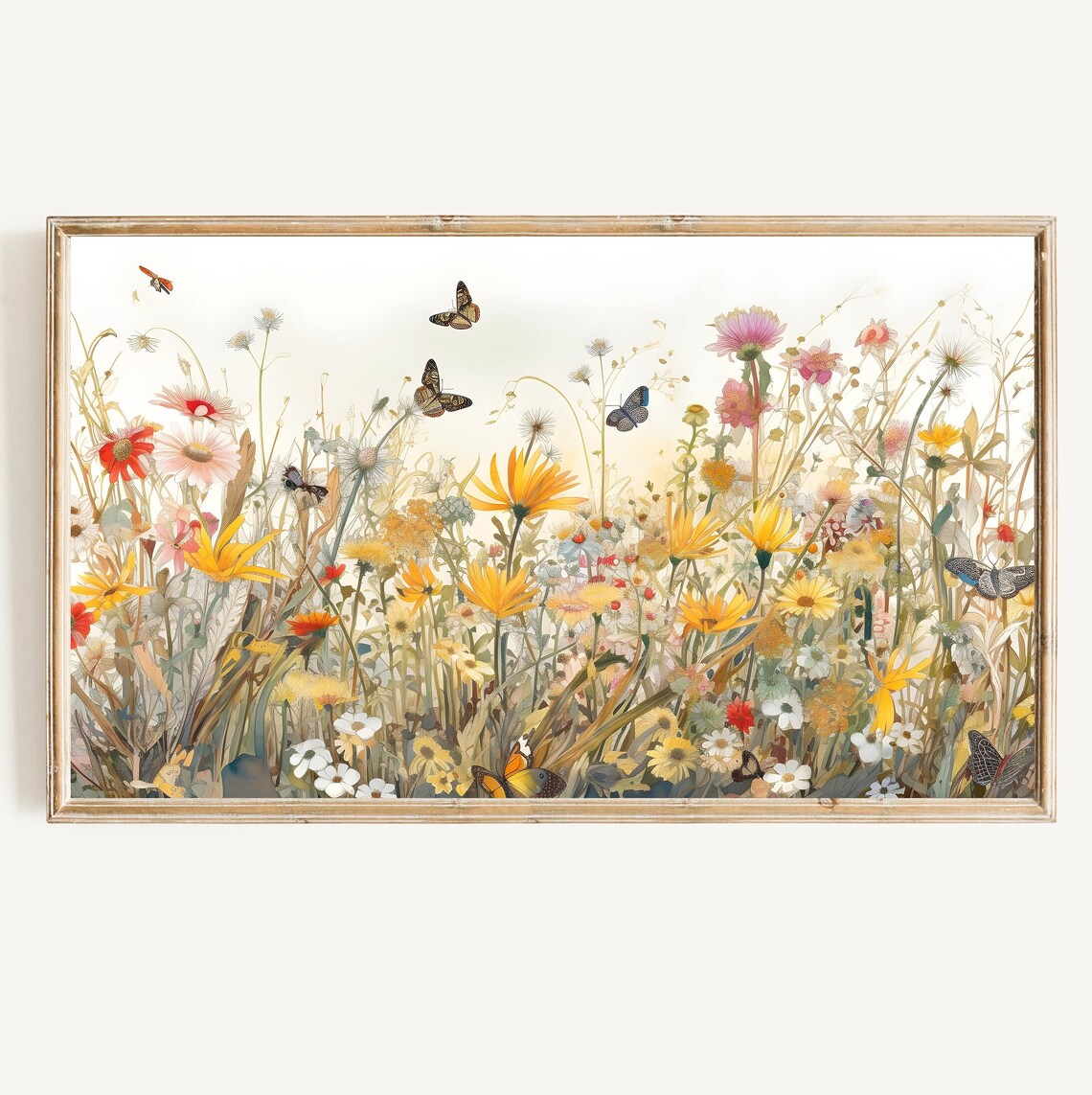 Wildflowers Butterfly Garden Botanical Art Print