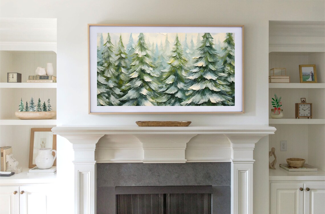 Vintage Christmas Snowy Pine Tree Art Print - Image 2