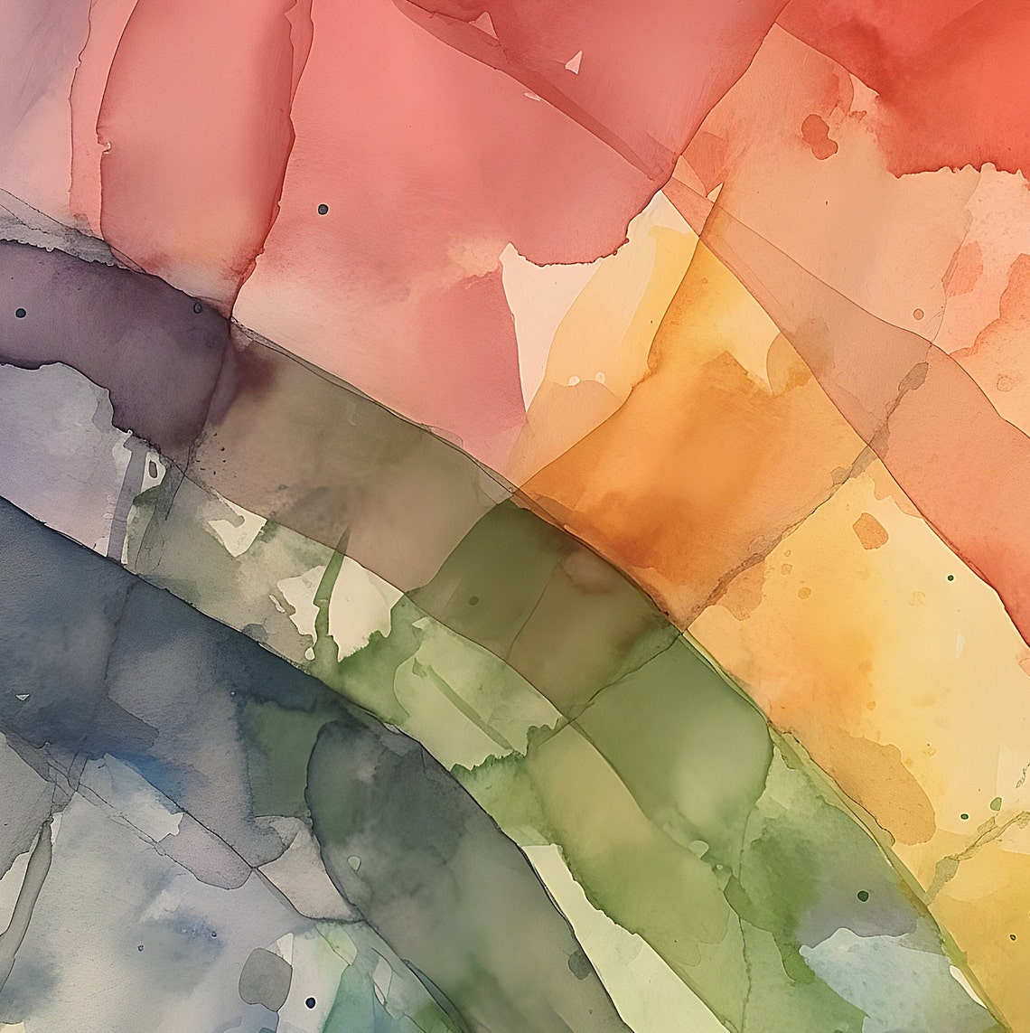 Rainbow Watercolor Abstract Spectrum Arch Colorful Pride Wall Art - Image 3