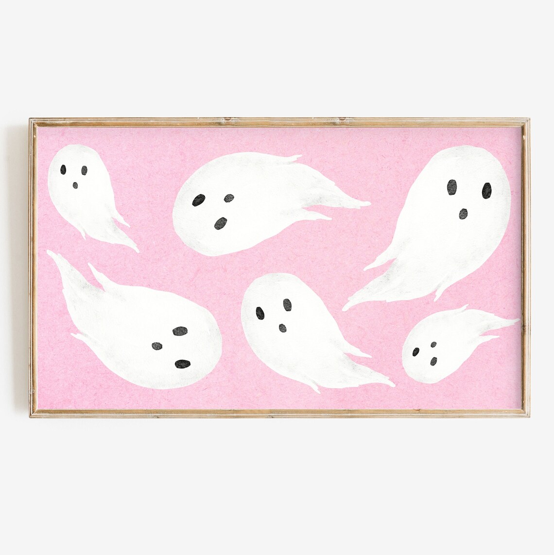 Pink Halloween Cute Ghost Watercolor Art Print