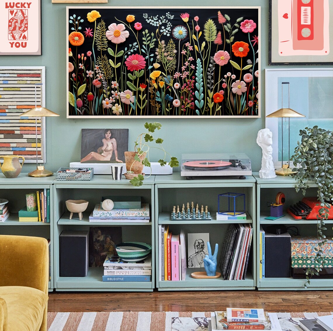 Spring Frame TV Wildflower Floral Embroidery Art - Image 2