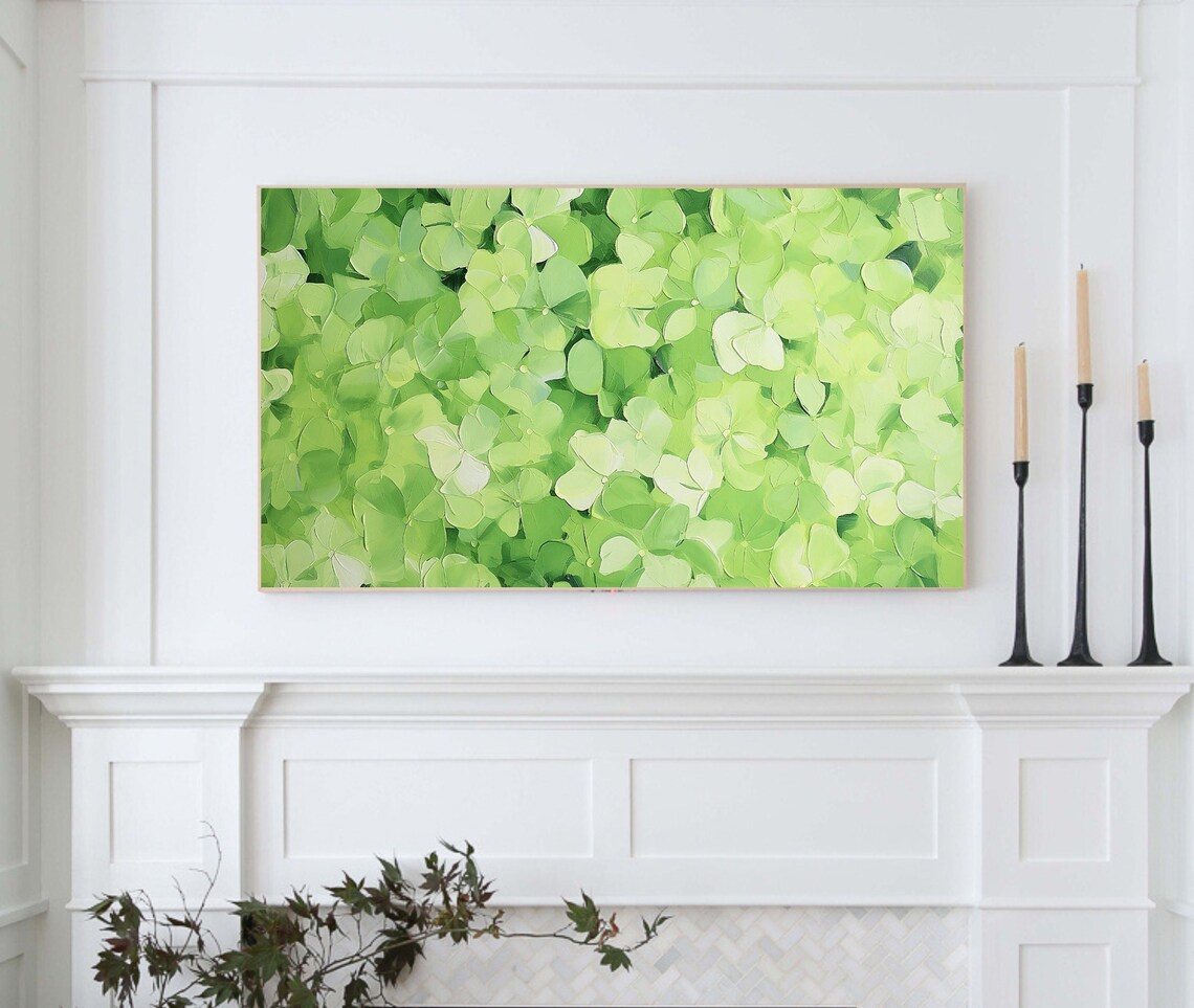 St. Patrick's Day Green Abstract Shamrock Art Print - Image 4