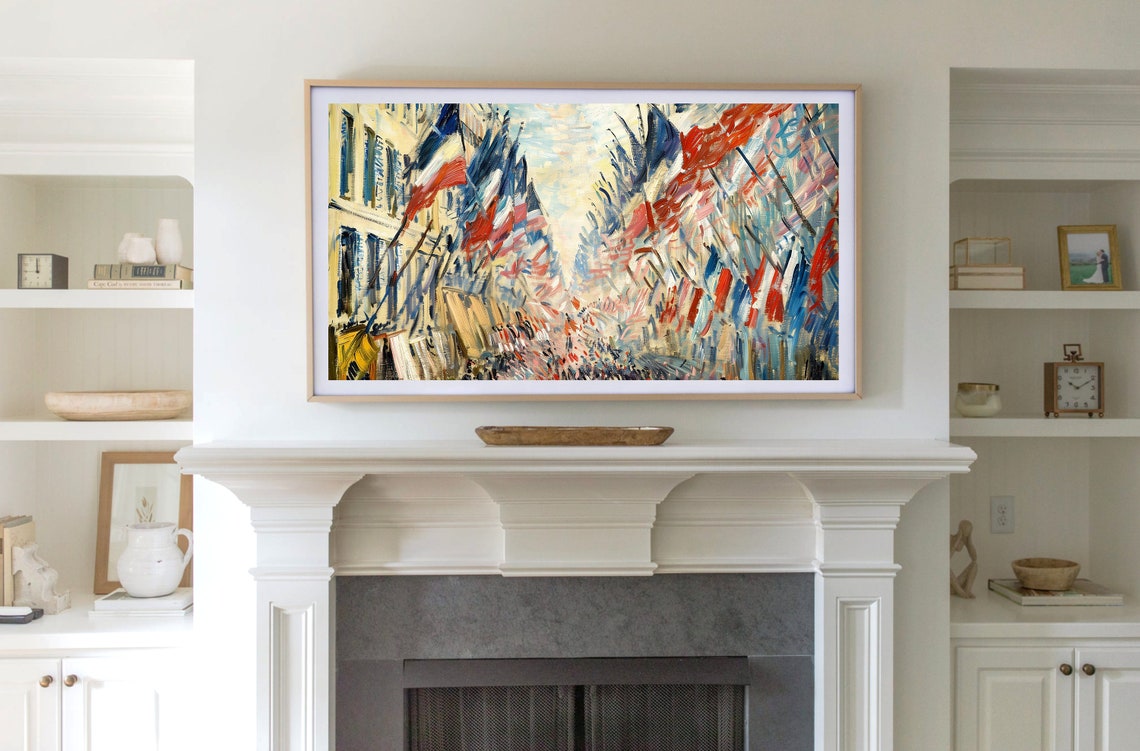 Paris Street With French Flags Impressionist Crowd Celebration Poster - Image 2