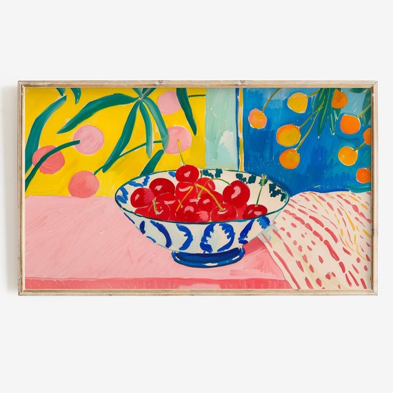 Colorful Cherry Still Life Summer Art Print