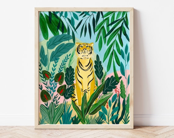 Tiger Safari Animal Art Print, Jungle Nursery Decor