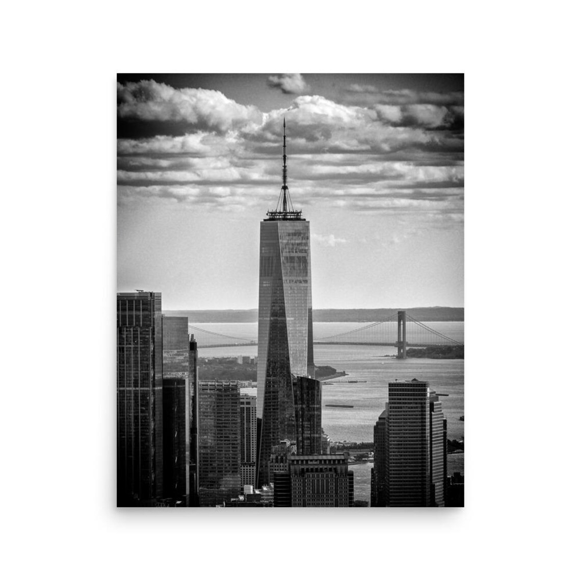 One World Trade Center Manhattan Skyline Black And White Photo Poster