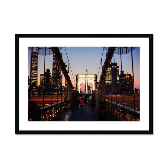 Real Photo Brooklyn Bridge Night Photography Nyc City Lights Wall Art Urban Skyline Print