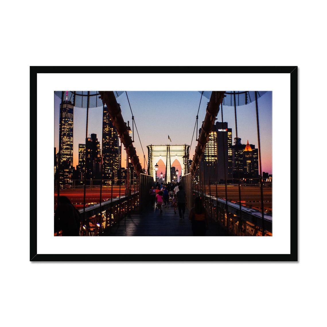 Brooklyn Bridge New York City Night Lights Skyline Photo Poster