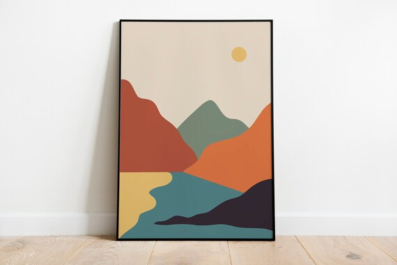 Boho Canyon Landscape Print Home Decor Simple Print Home Wall Art Bohemian Home Decor Poster Art Colorful