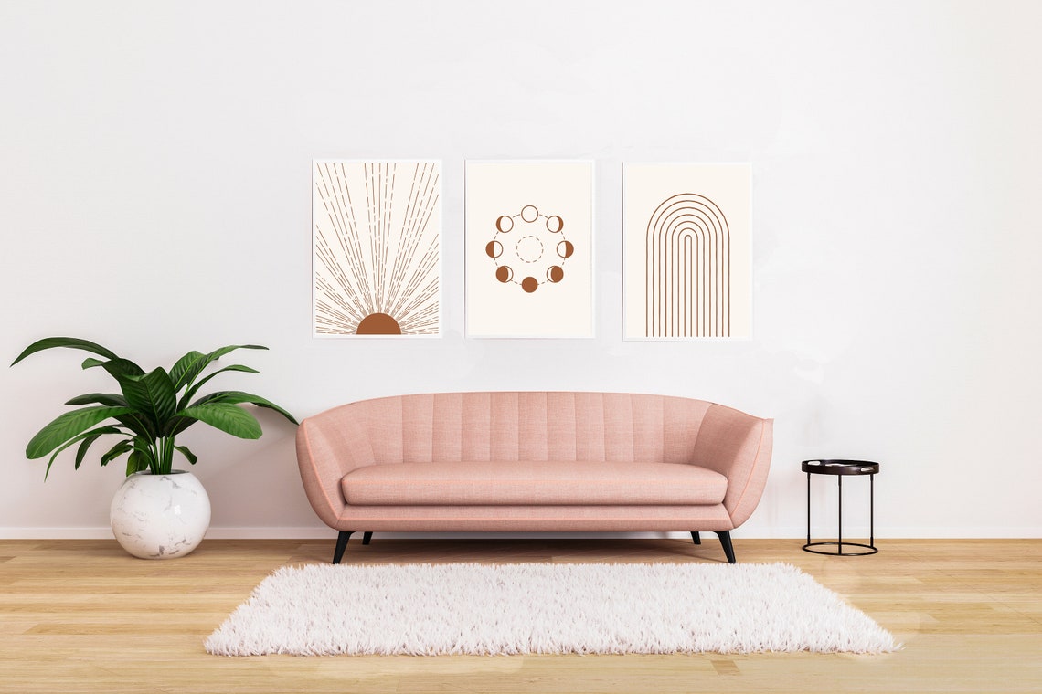 Boho Moon Phases Print Home Decor Simple Print Home Wall Art Bohemian Home Decor Minimal Poster Art - Image 2