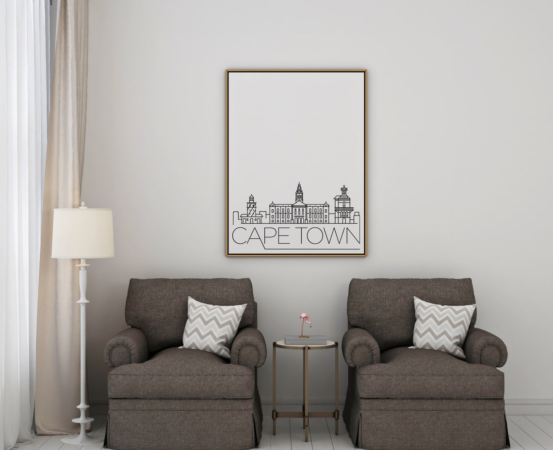 Cape Town South Africa City Hall Minimalist Skyline Line Art Poster - Image 2