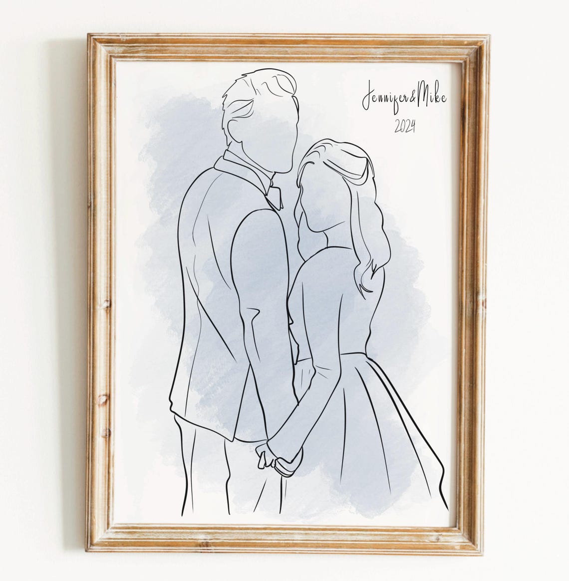 Pregnant Woman Profile Blush Watercolor Maternity Line Art Poster - Image 3