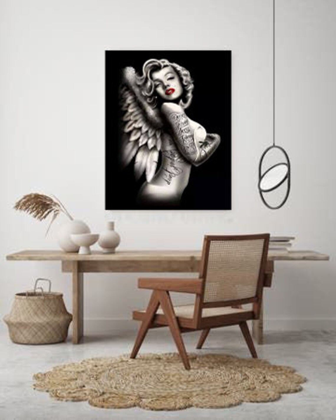 Tattooed Angel Wing Woman Dark Elegant Fantasy Portrait Art Poster - Image 3