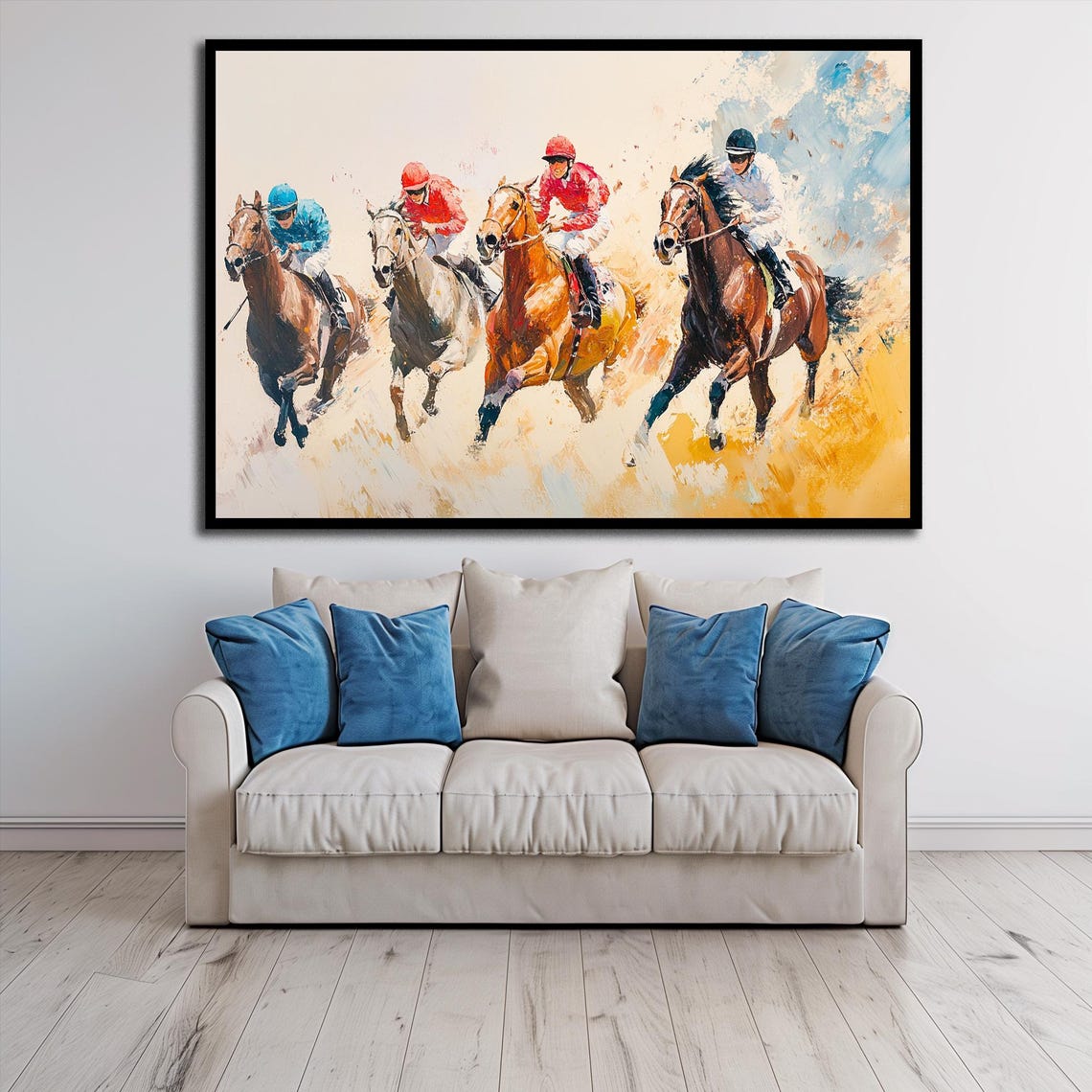 Jockey Art Horse Racing Print Wall Art Racehorse Art Sports Art Dynamic Painting Equestrian Art Oil Painting Racing Scene - Image 2