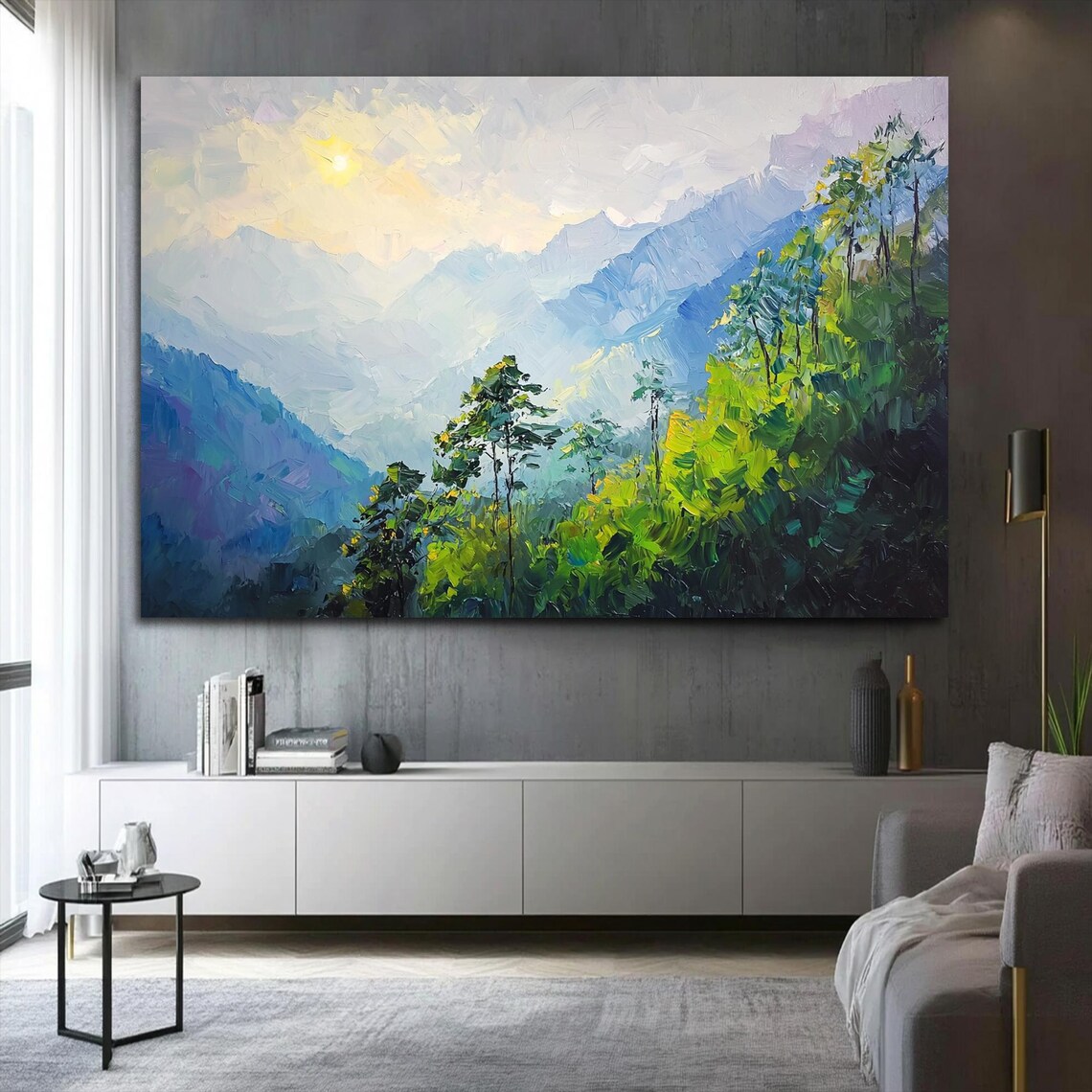 Landscape Art Mountain Wall Art Landscape Print Fall Artwork Wall Art Spring Wall Art Tree Decor Green Prints Mountain Prints - Image 3